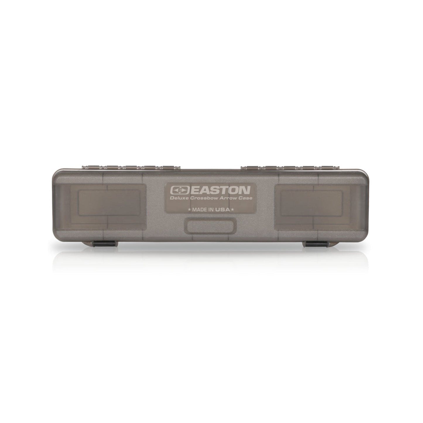 Easton Crossbow Arrow Box in smoke color with a capacity of 24 arrows, featuring foam dividers to keep arrows in place.