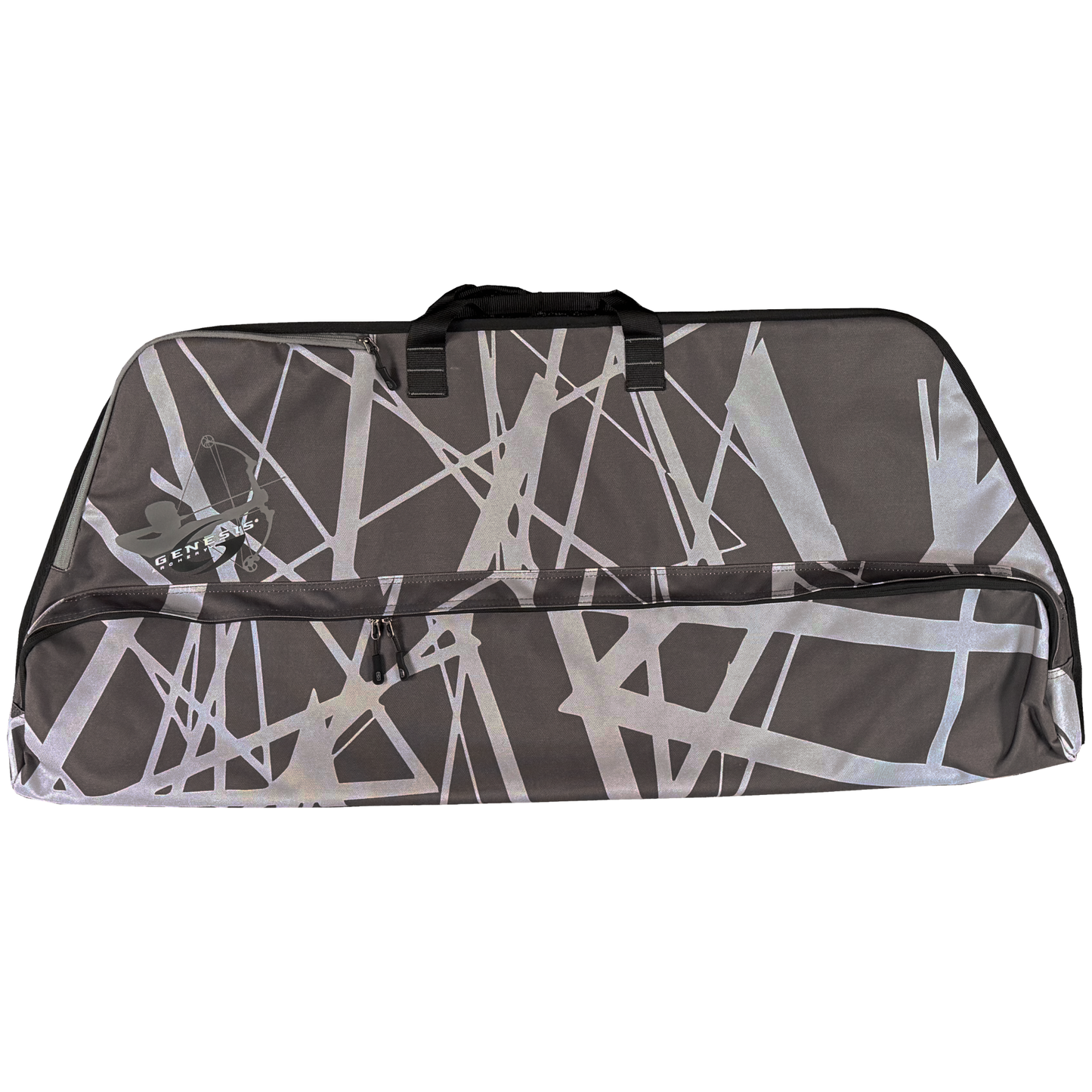 Genesis MAX 4017 Bow Case in Grey – Padded soft bow case with geometric print, separate zippered arrow pocket, and top carry handle for Genesis bows up to 40 inches