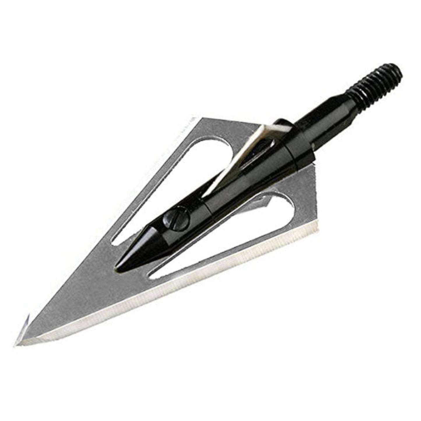 Magnus Stinger 4-blade fixed broadhead with stainless steel cut-on-contact blades, available in 85, 100, 125, and 150 grain