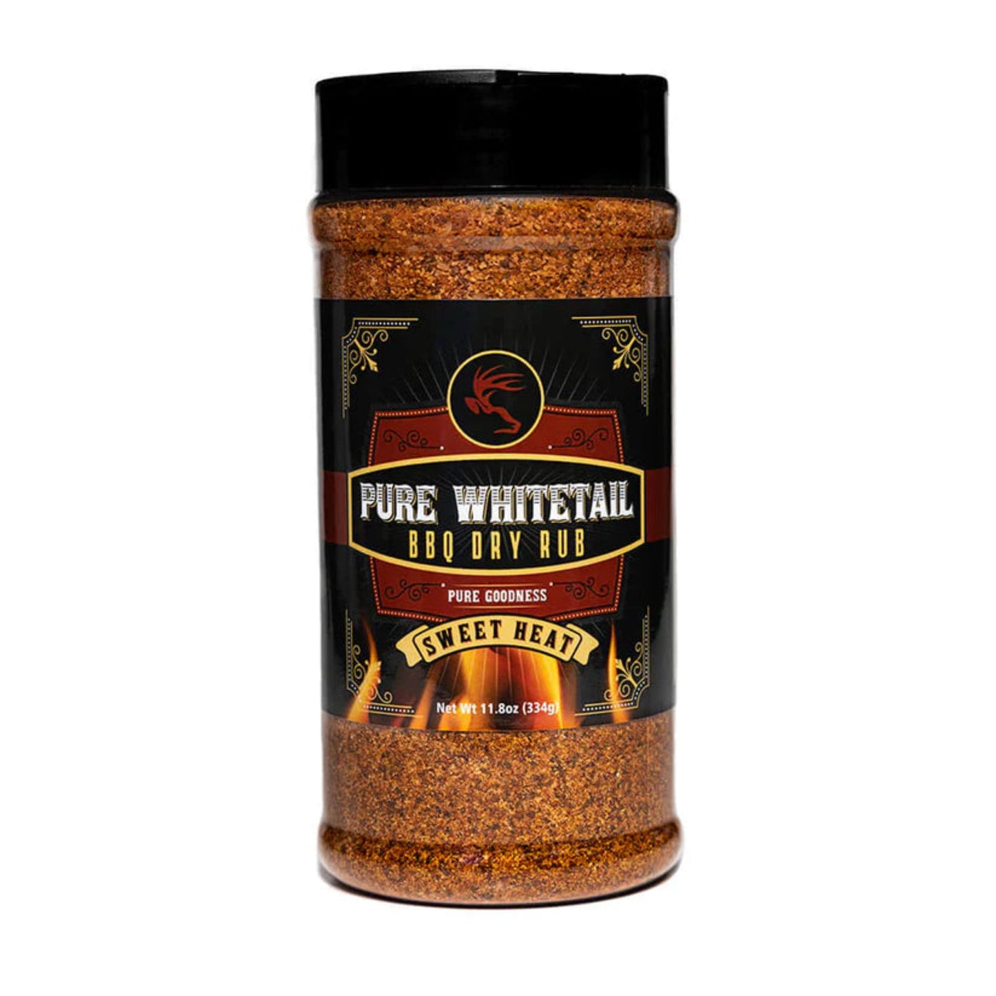 Pure Whitetail BBQ Dry Rub – Sweet Heat, 11.8 oz shaker, gluten-free & no MSG, for wild game, beef & pork