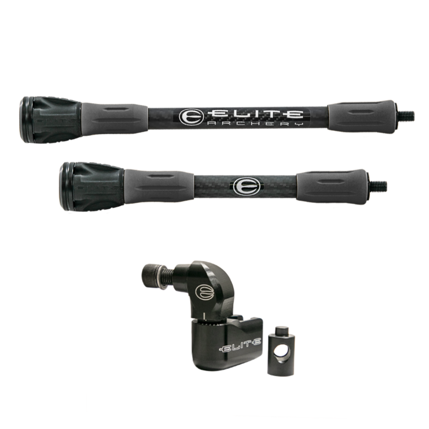 Elite Carbon Micro Hunting Kit in Slate Gray – 8" & 10" stabilizers with SideKick Side Bar Mount on white background