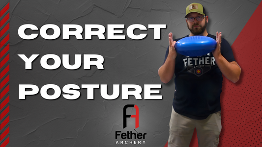 Archer using a balance disc to improve posture and shot stability for better archery form