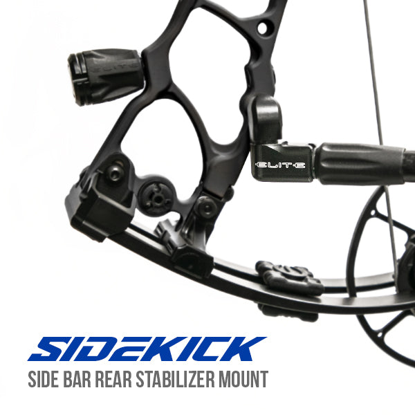 Elite SIDEKICK side bar mount installed on a compound bow 