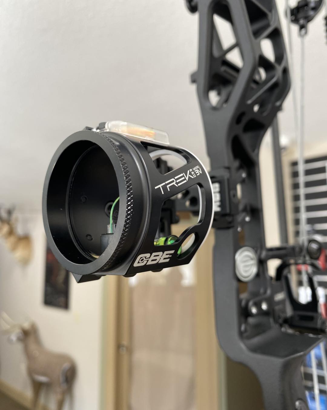 CBE Trek Pro 3V bow sight mounted on a compound bow