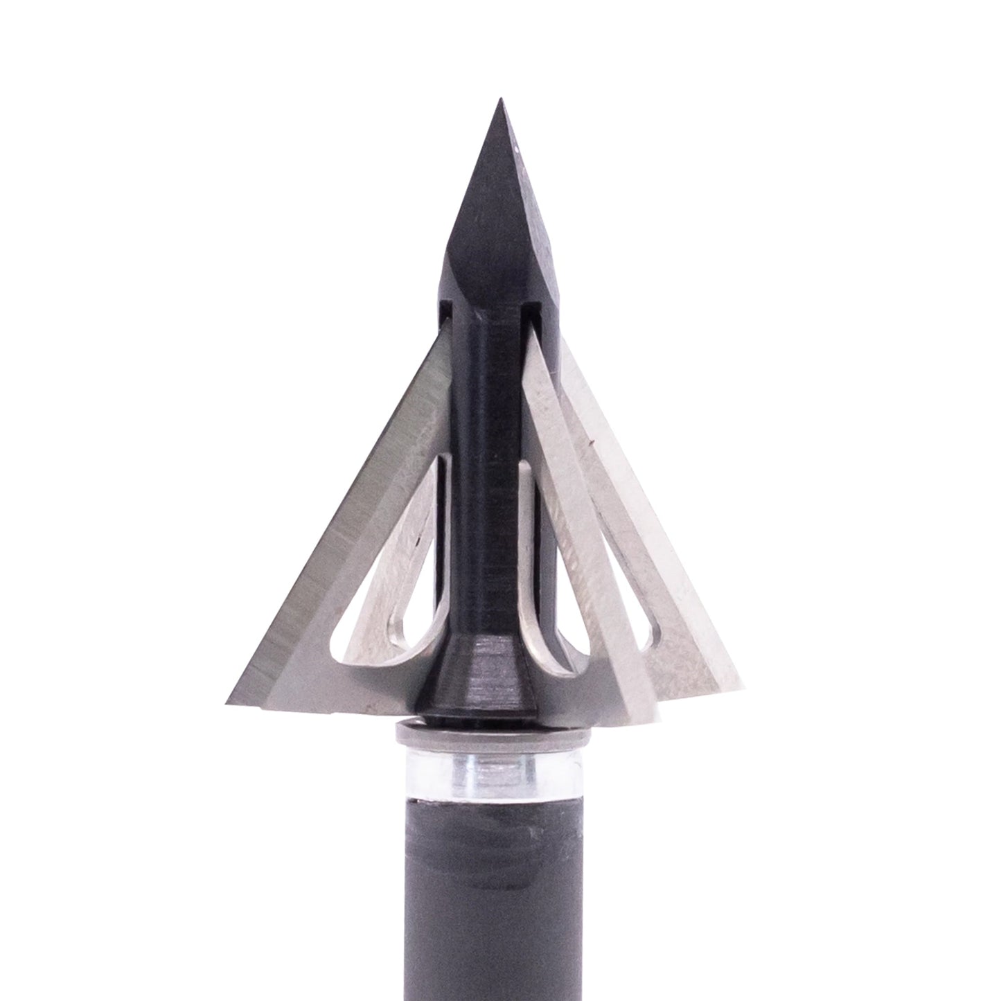 Slick Trick Crossbow Trick fixed blade broadhead front view showing 1-1/8-inch cutting diameter and super steel ferrule