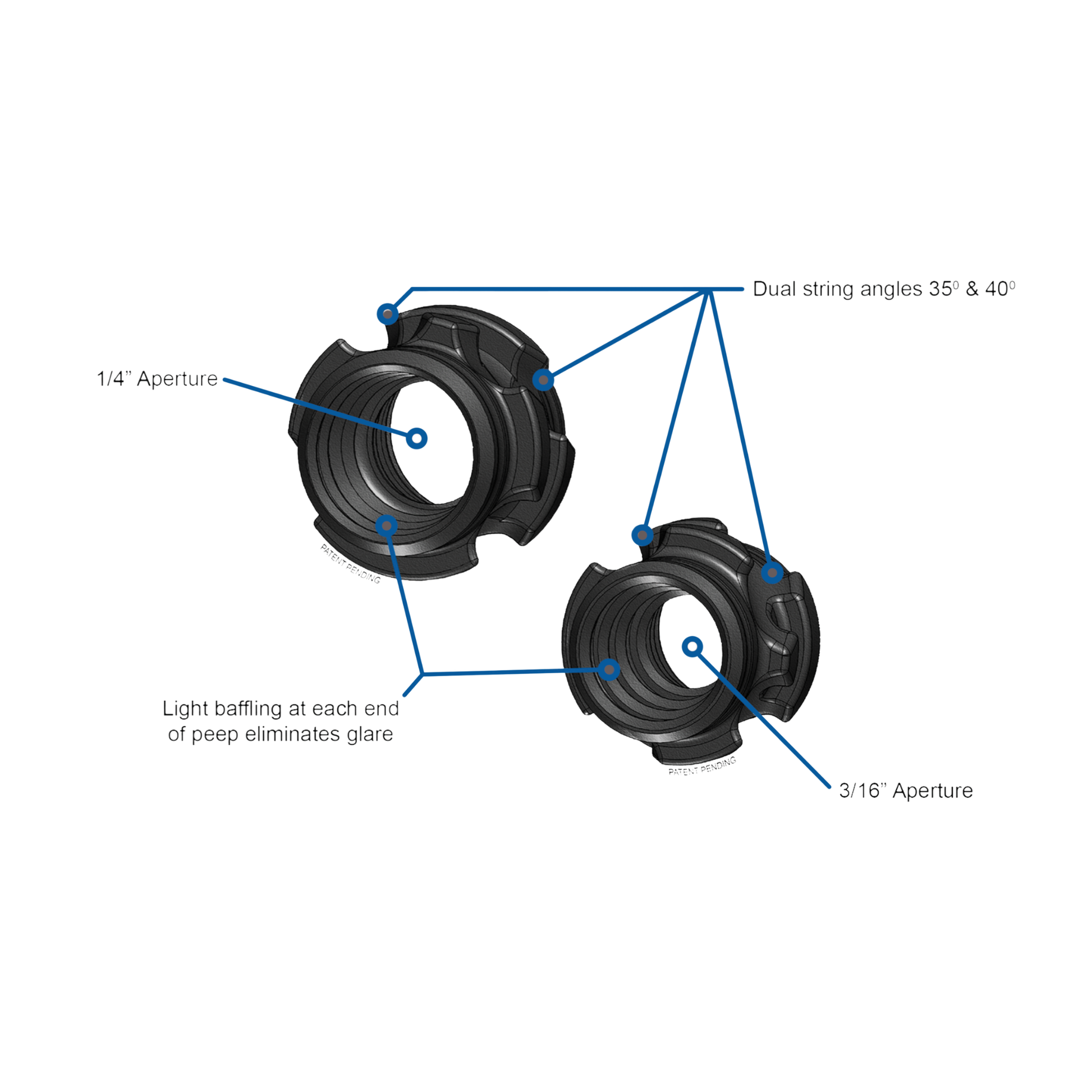 Hamskea Raptor Peep Sight patent diagram with product labeling