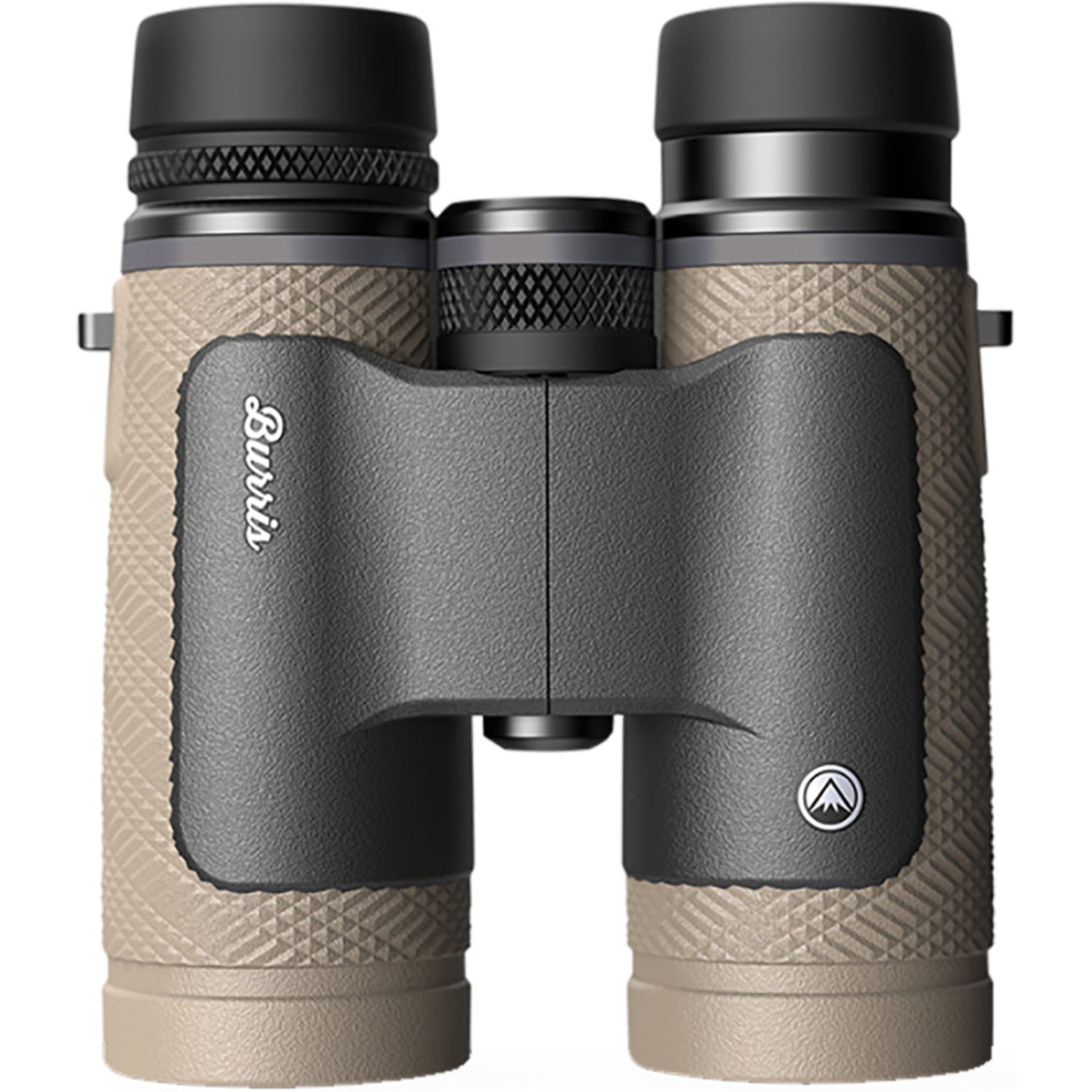 Burris Droptine 10x42 binoculars – front view showing objective lenses, BAK4 roof prism housing, and compact hunting binocular profile