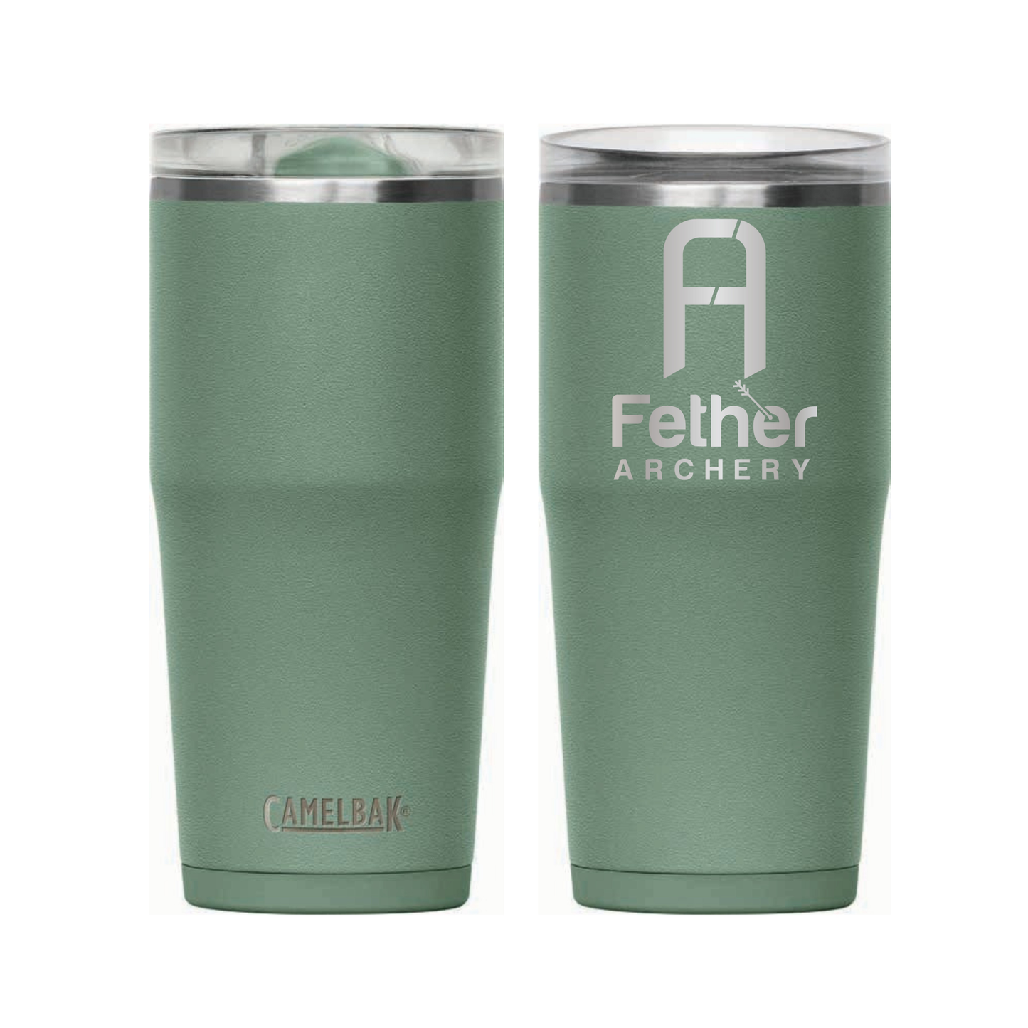 CamelBak Thrive 20 oz tumbler in Moss with Fether Archery logo