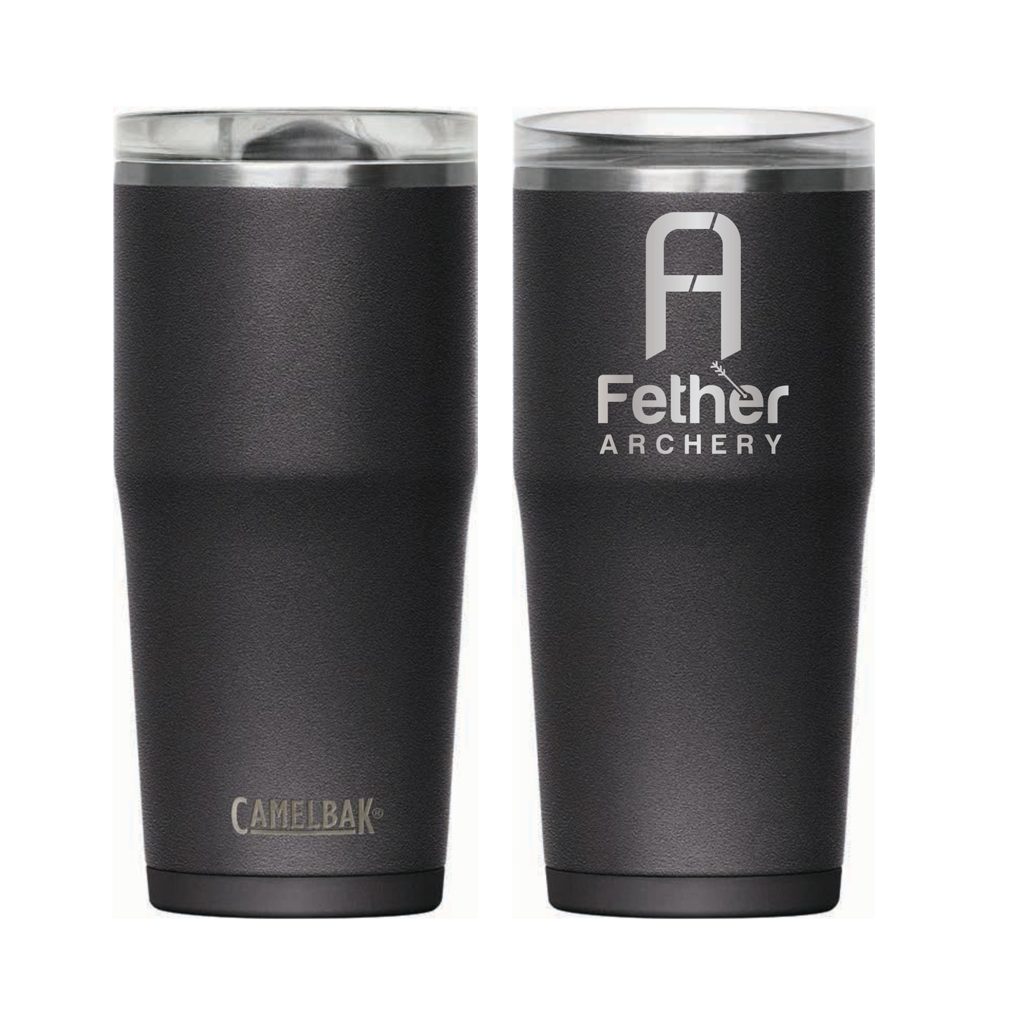 CamelBak Thrive 20 oz tumbler in Black with Fether Archery logo