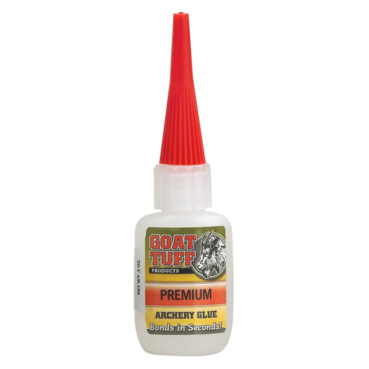 Goat Tuff Premium Archery Glue 0.5oz bottle for fletching feathers and vanes