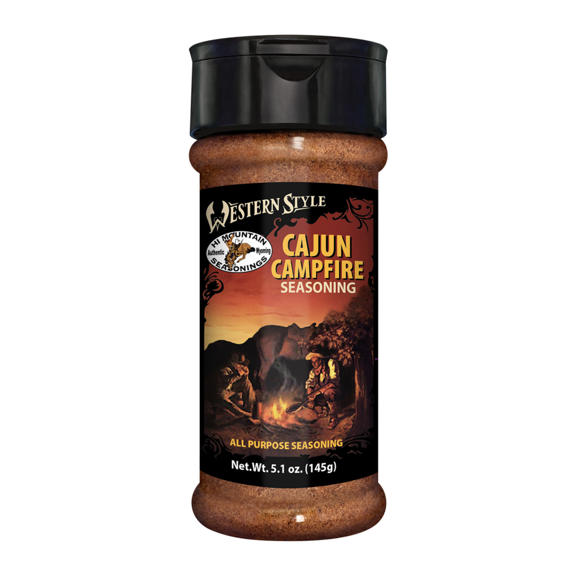 Hi Mountain Seasonings Western Style Cajun Campfire Seasoning shaker – all-purpose blend for wild game, grilling & campfire cooking, 5.1 oz