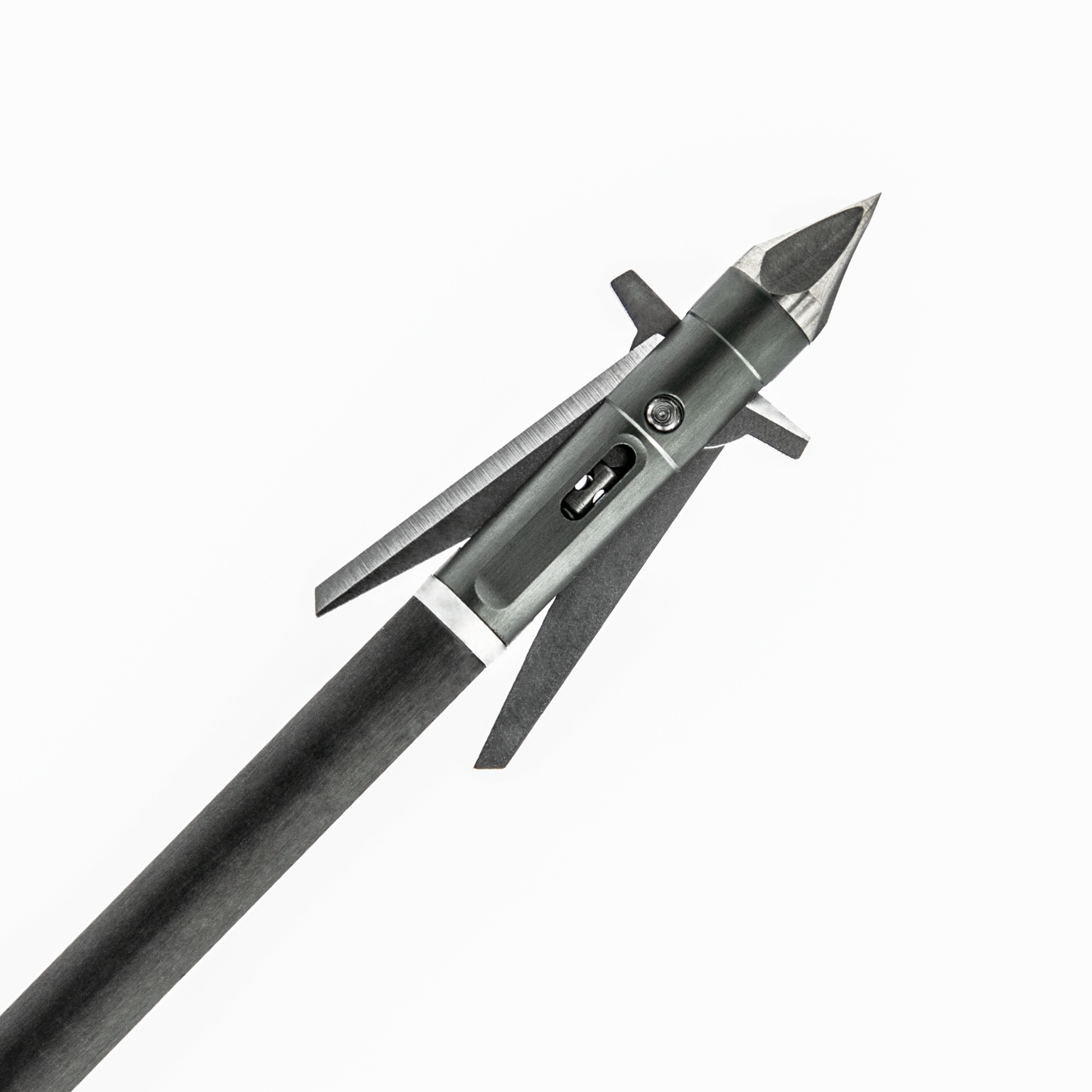 Slick Trick Torch 100gr mechanical broadhead in closed position with blade retention system engaged for consistent field-point-accurate flight
