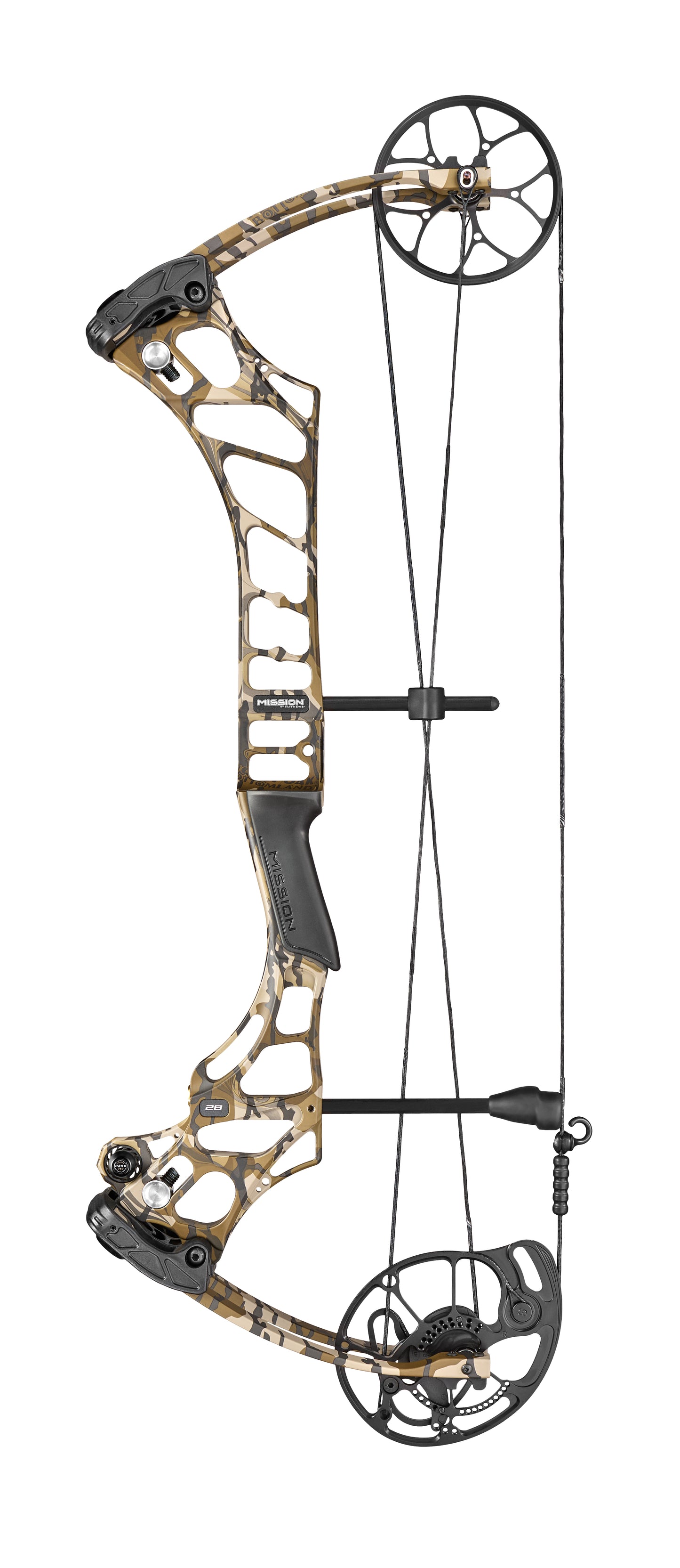 Mission STRYDE 28 compound bow in Mossy Oak Bottomland – Bowhunter Pro Package